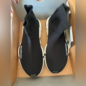 Balenciaga Black and White Knit Sneakers